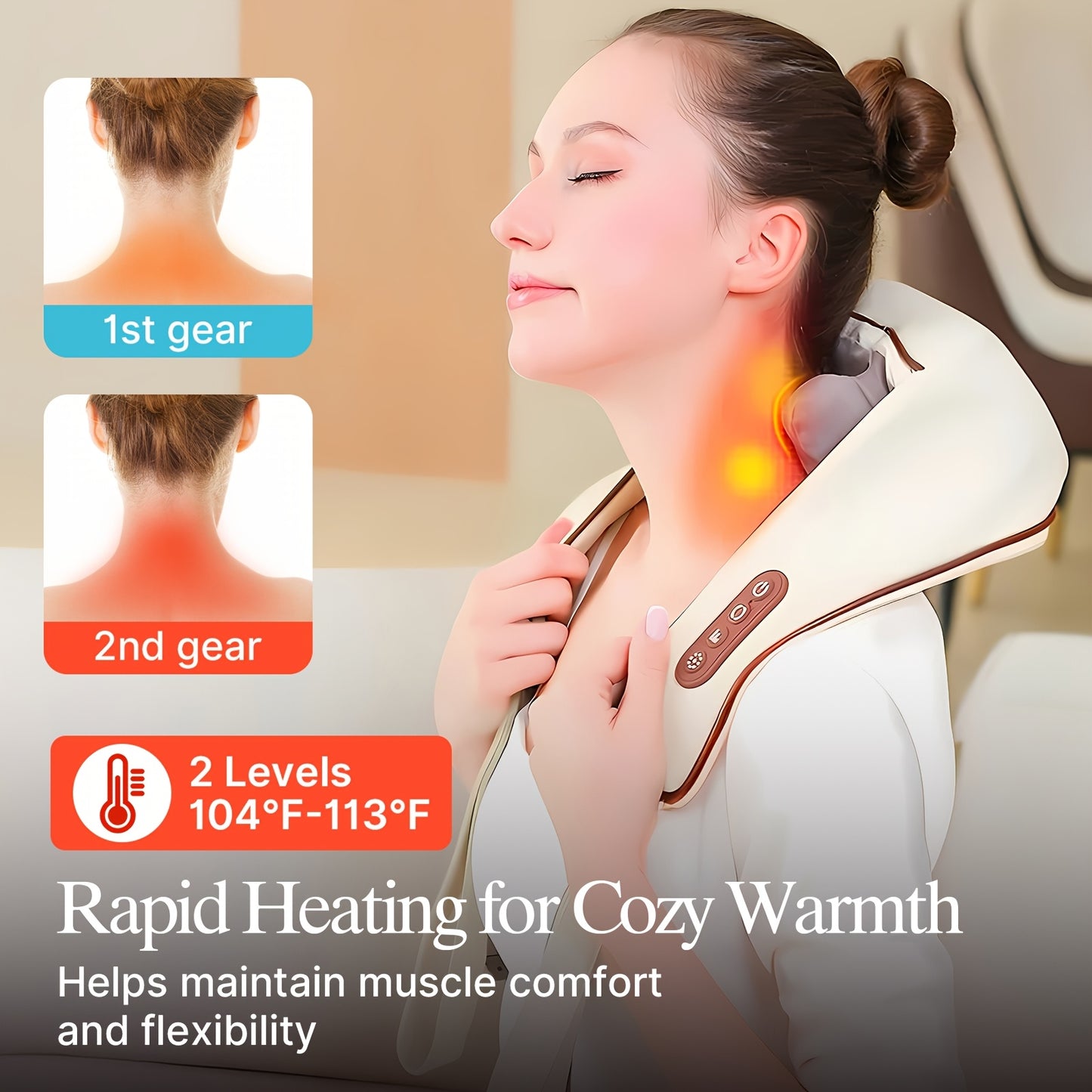 Heated Neck and Shoulder Massager – 6D Kneading Massage Heads