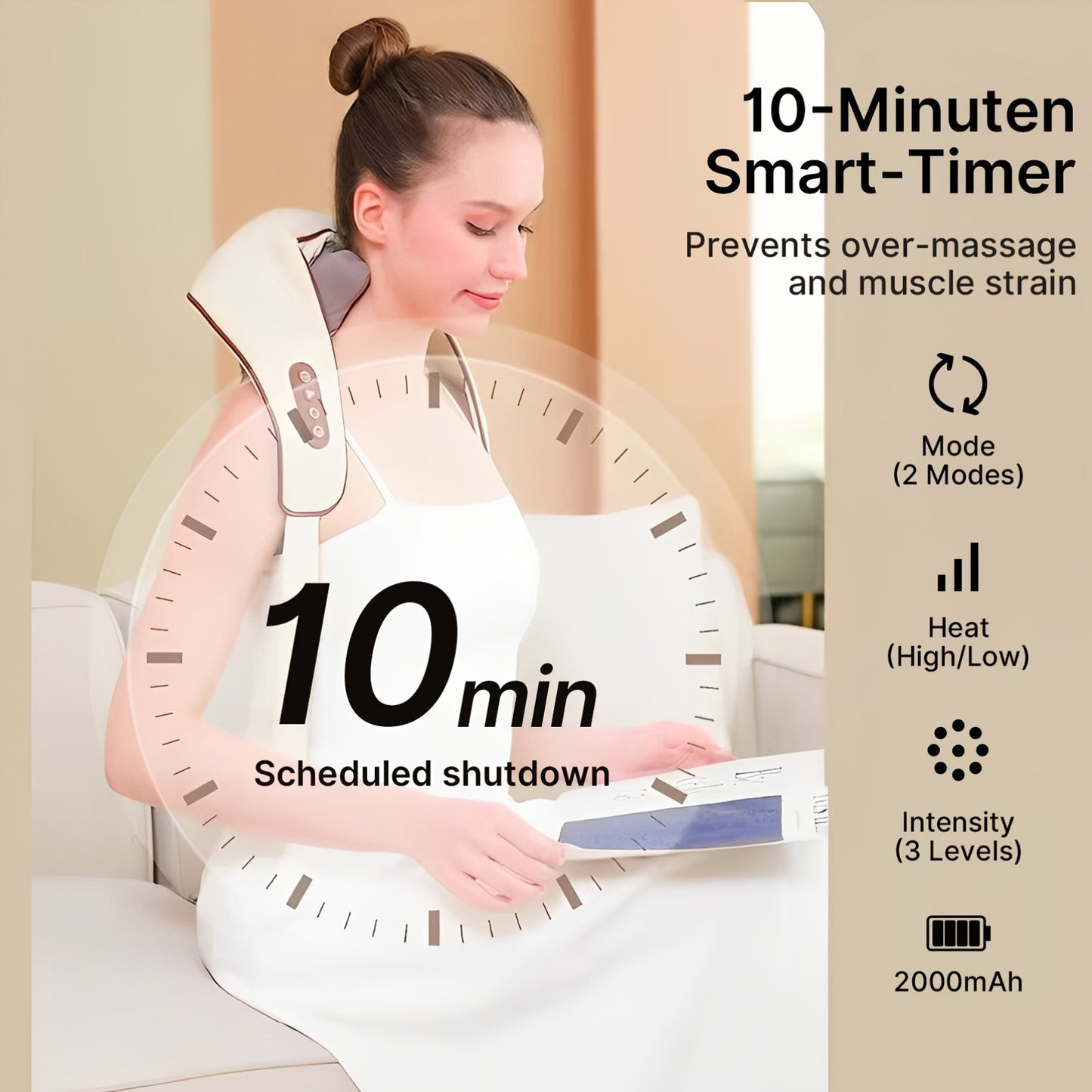 Heated Neck and Shoulder Massager – 6D Kneading Massage Heads