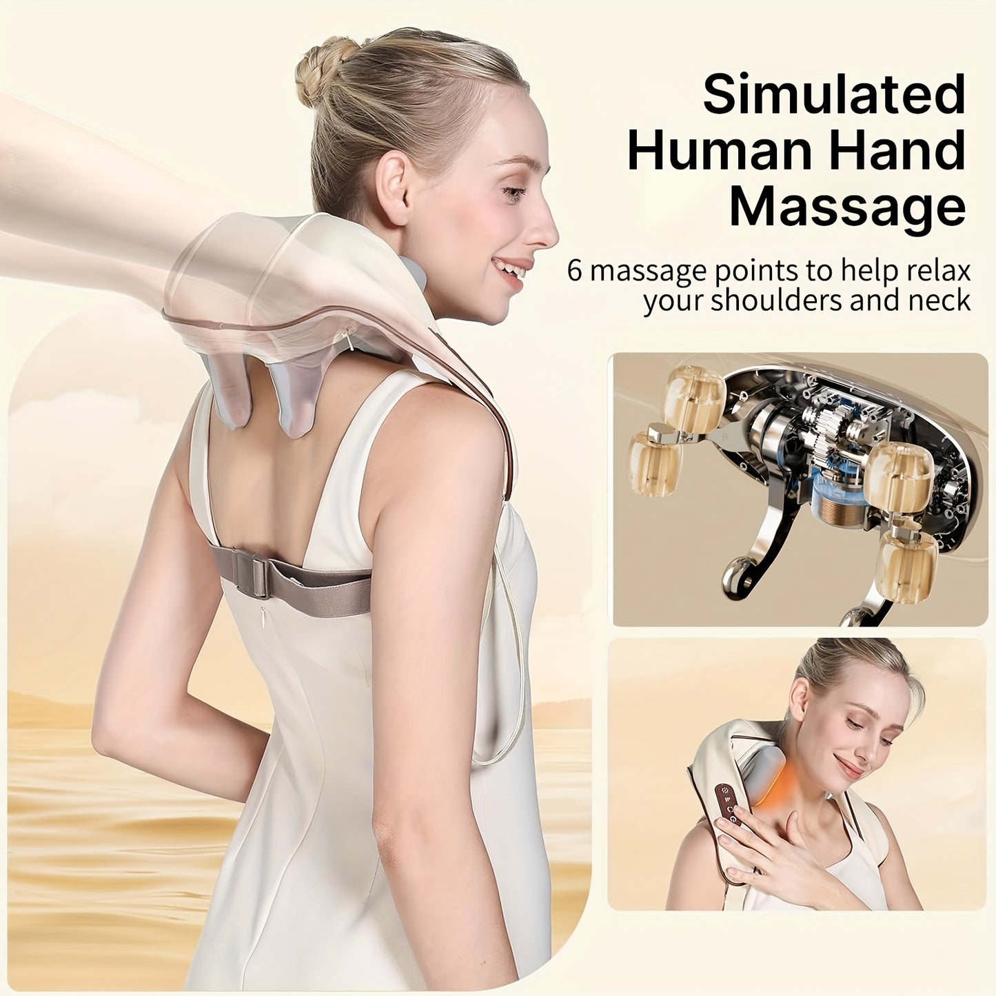 Heated Neck and Shoulder Massager – 6D Kneading Massage Heads