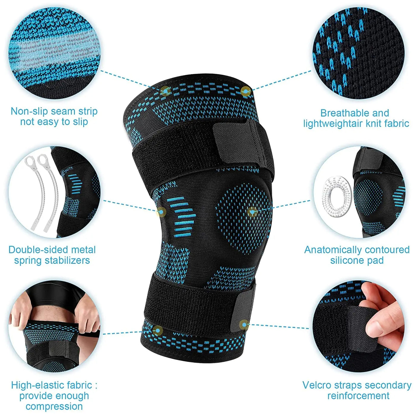 Knee Compression Sleeve for Pain Relief and Recovery - Joint Stability and Support