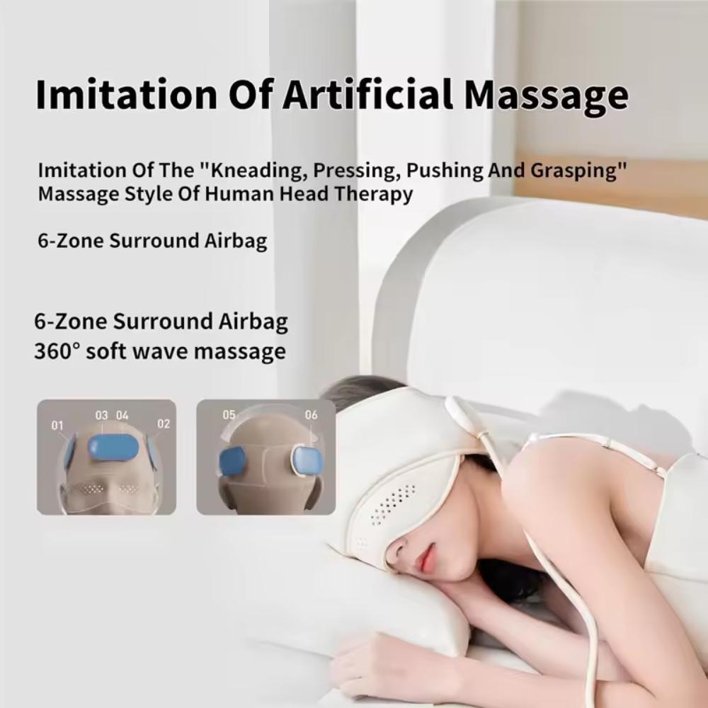 6 Zones Electric Head Massager – 3 Heat Levels, Hot Compress, Eye & Migraine Relief