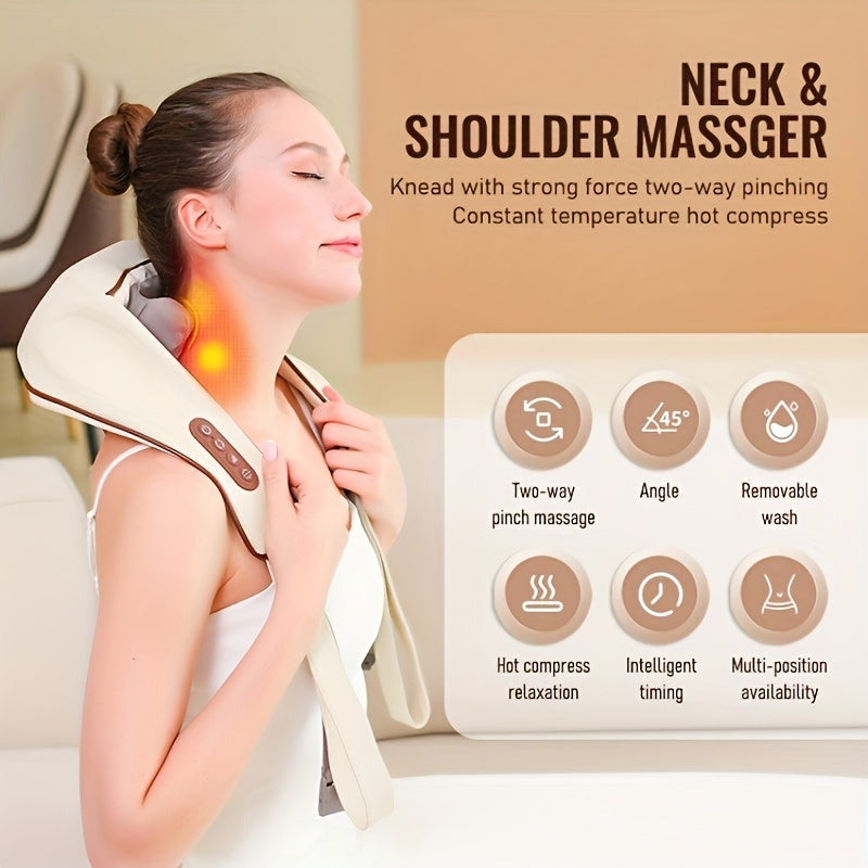 Heated Neck and Shoulder Massager – 6D Kneading Massage Heads