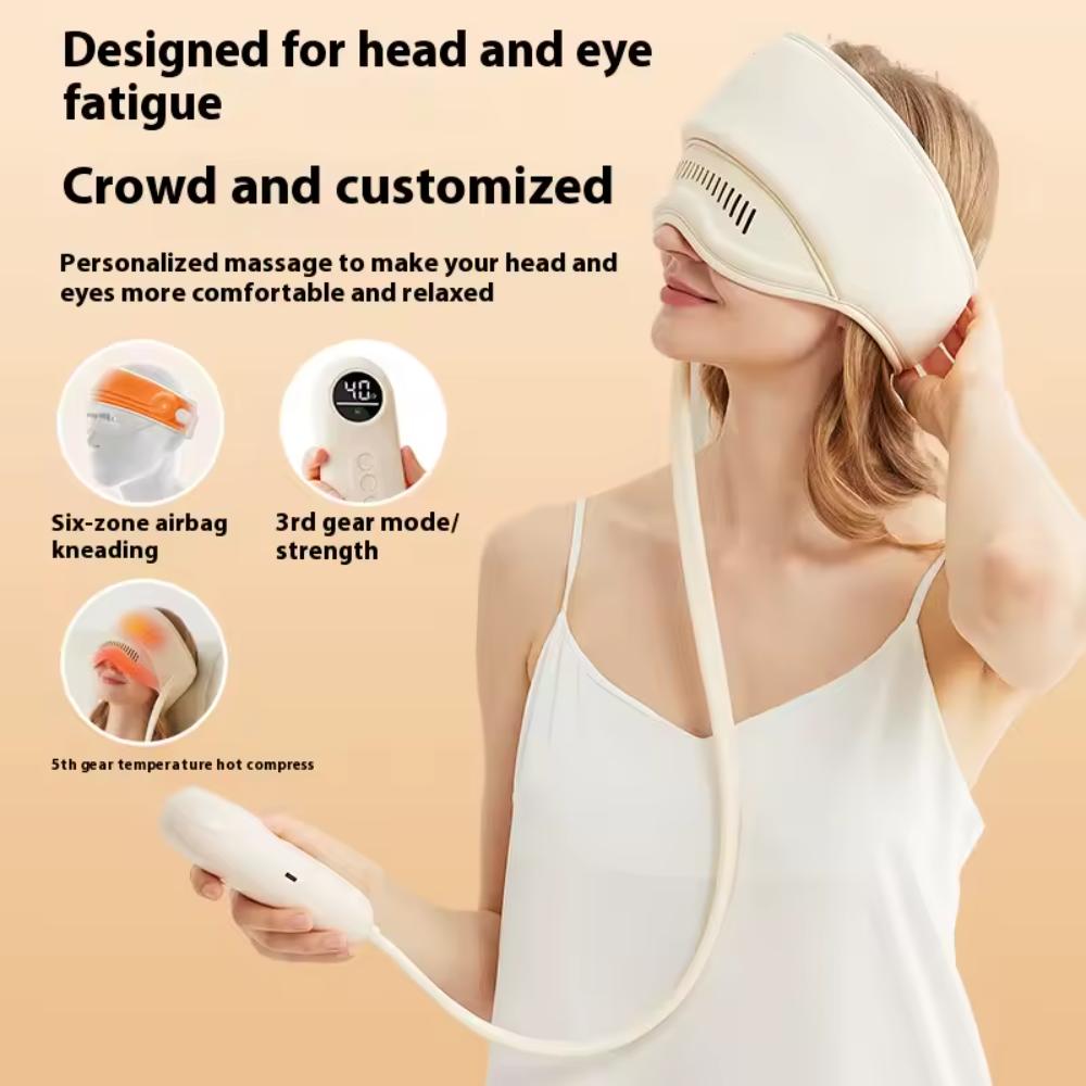 6 Zones Electric Head Massager – 3 Heat Levels, Hot Compress, Eye & Migraine Relief