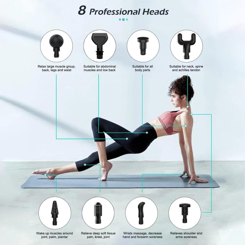 8 Heads Muscle Massage Gun - Pain Relief & Muscle Relaxation Therapy