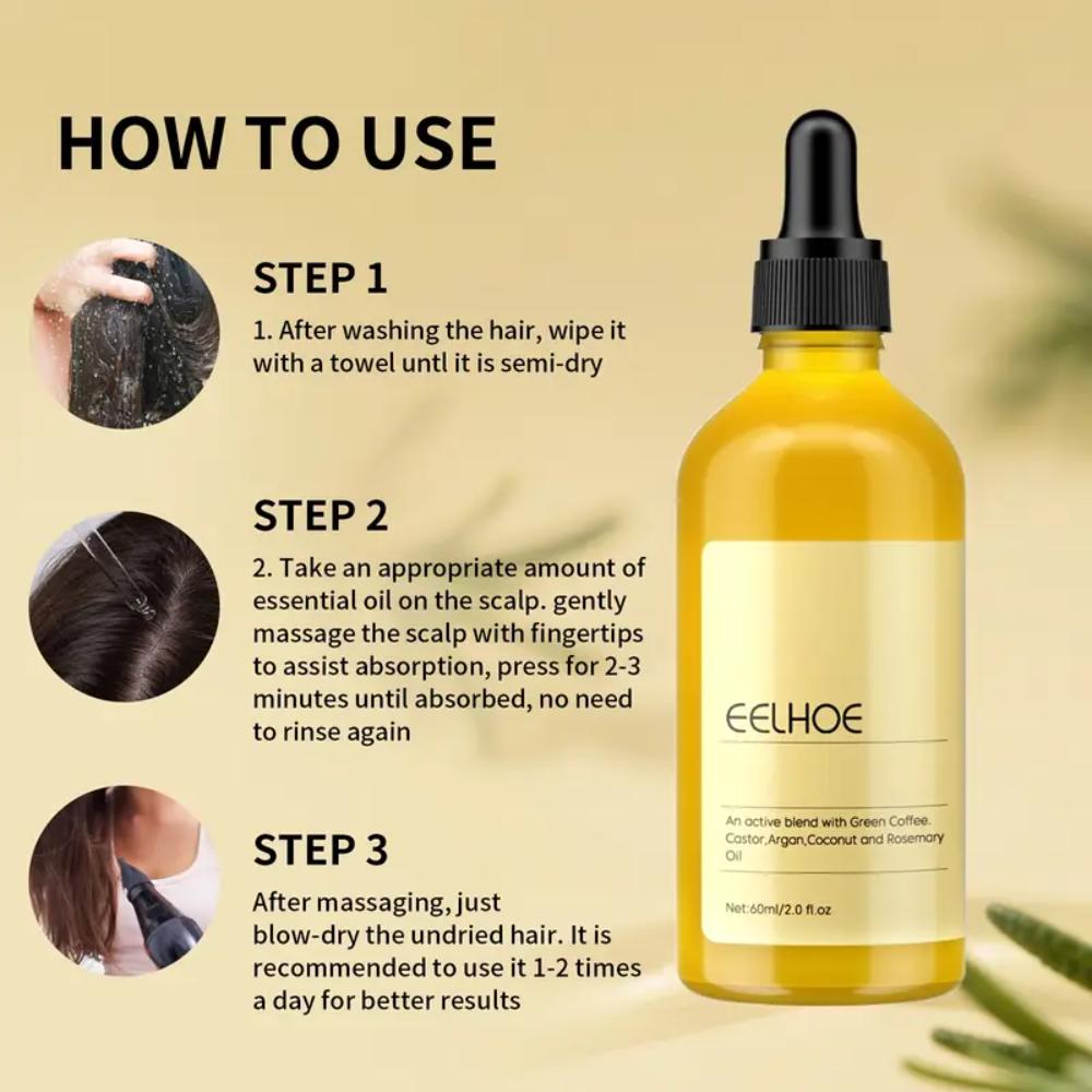 60ml Hair Growth Oil - Reduces Hair Loss, Fights Frizz, Nourishes Scalp, Repairs Damage