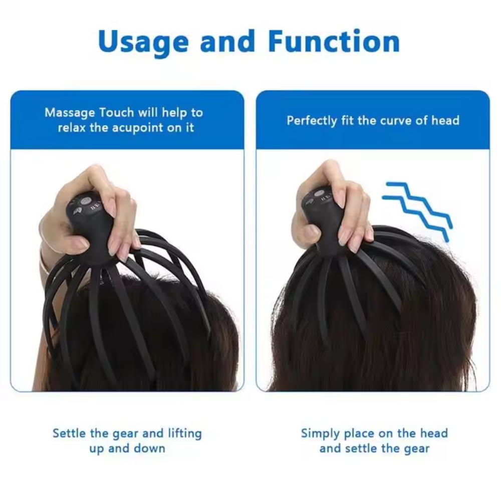 3-Level Electric Head Massager - 12-Point Scalp Stimulation, Hands-Free Stress Relief