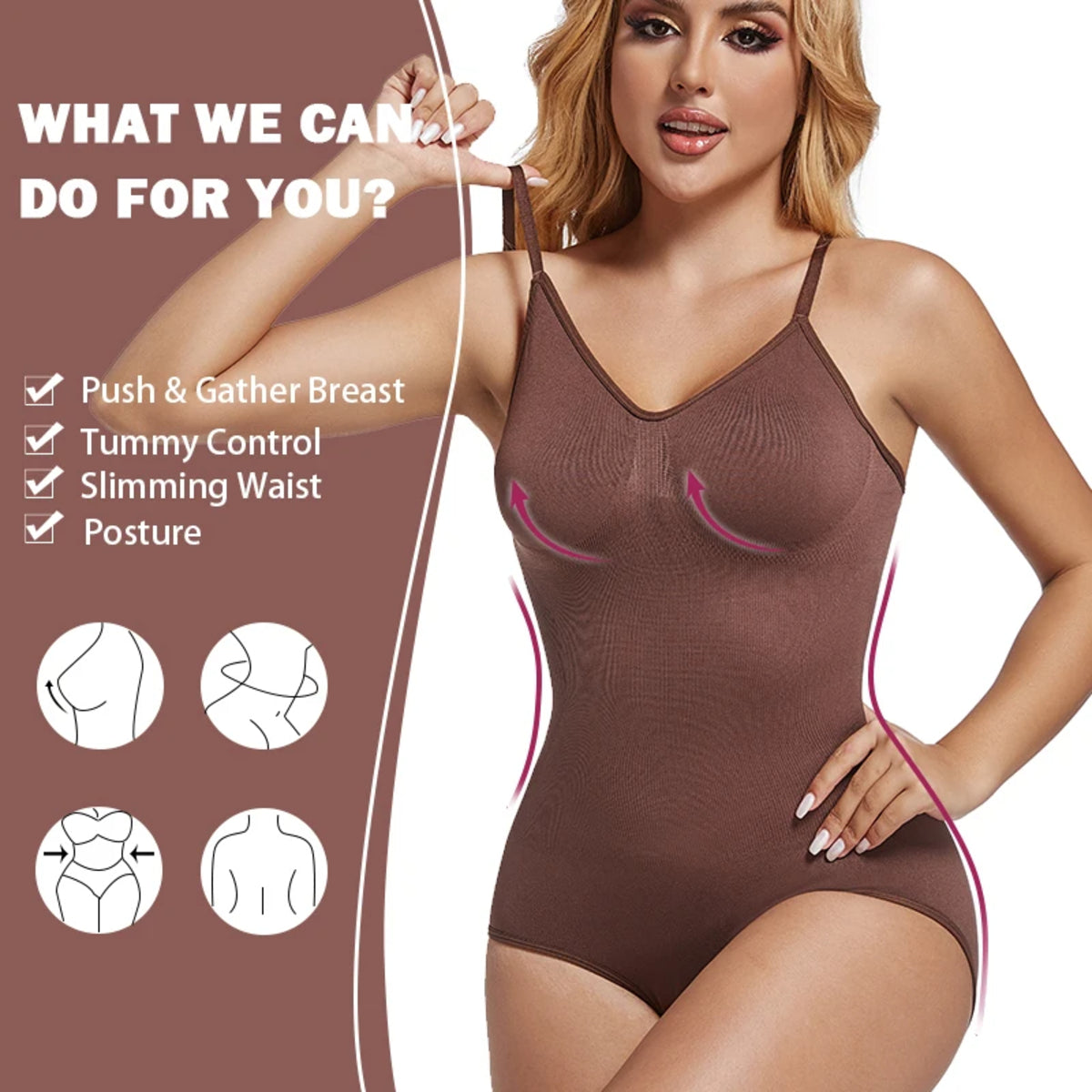 Control Body Shaper for Women - Elastic Material, Thong or Brief, Snatched Waist