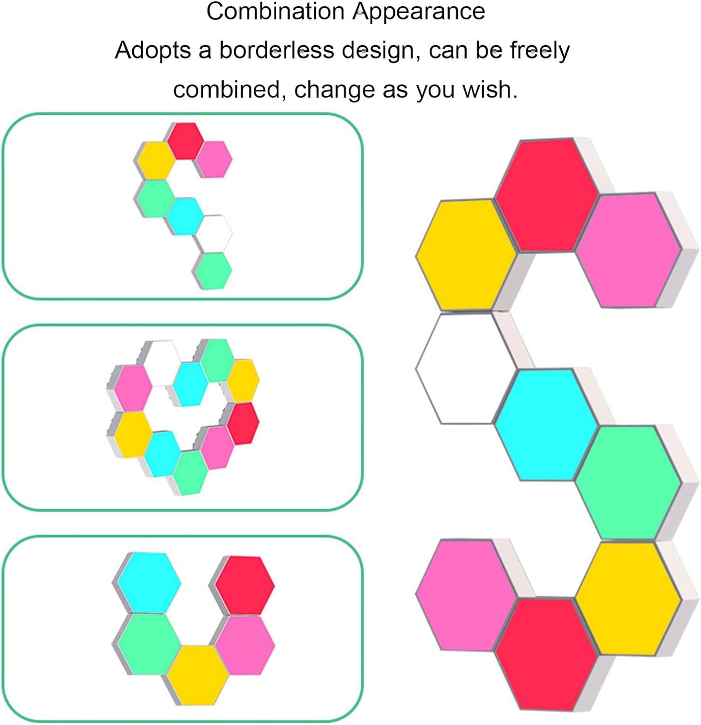 Hexagon Shaped Rgb Tap Touch Led Lights (Pack 3)