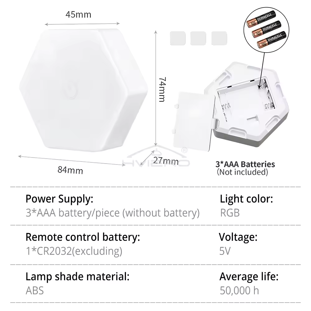 Hexagon Shaped Rgb Tap Touch Led Lights (Pack 3)