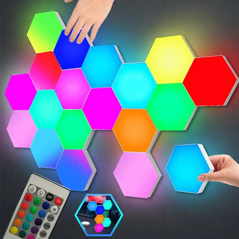 Hexagon Shaped Rgb Tap Touch Led Lights (Pack 3)
