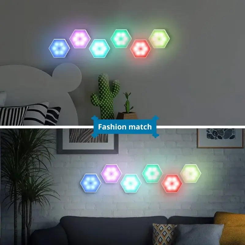 Hexagon Shaped Rgb Tap Touch Led Lights (Pack 3)