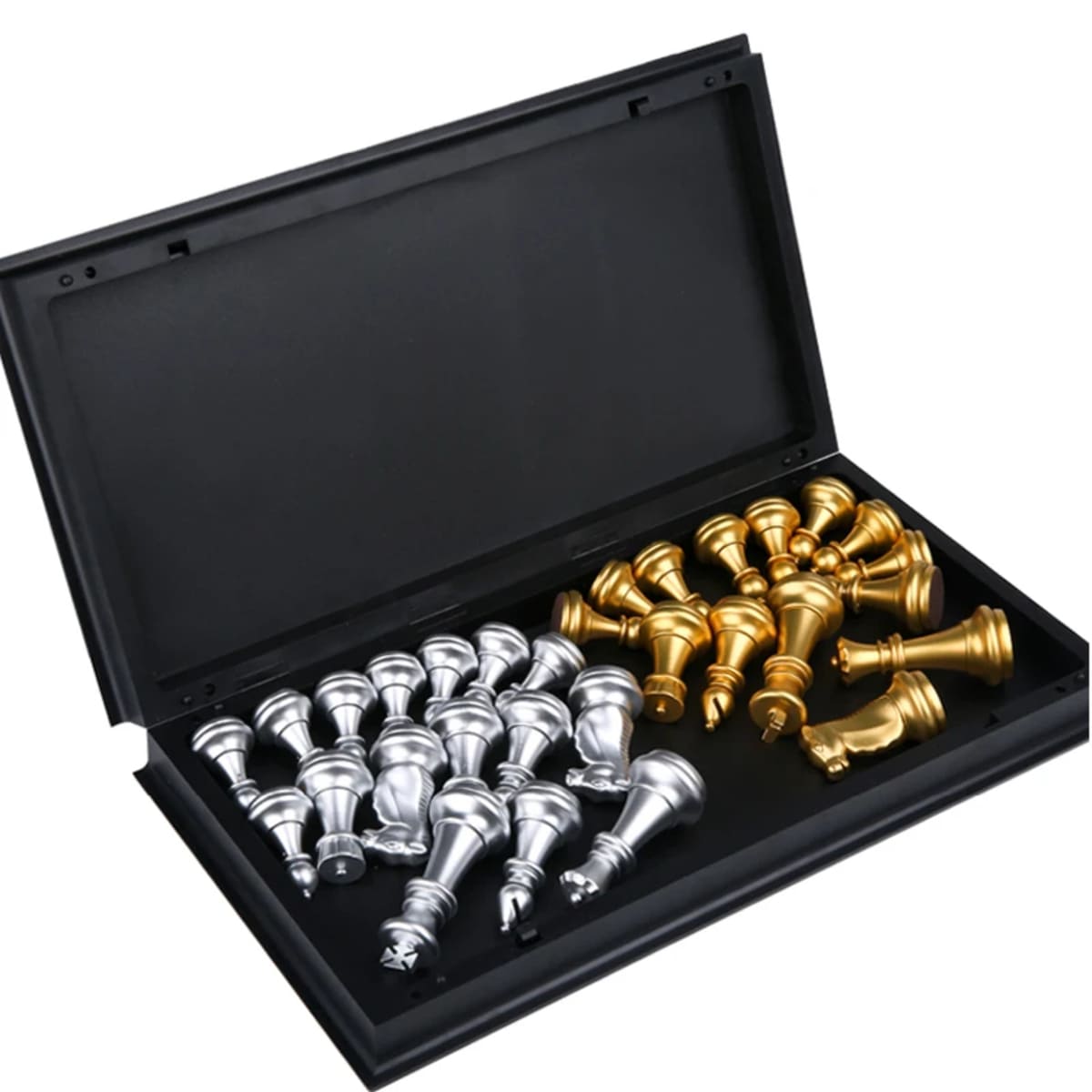Portable Folding Magnetic Chess Set for Travel & Beginners - Metallic, Waterproof, Gold and Silver