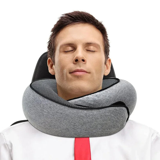 360° Adjustable Travel Neck Pillow - Soft Fabric, Lightweight, Portable Design