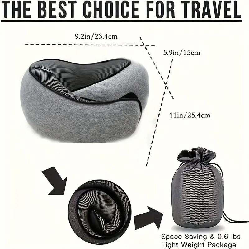 360° Adjustable Travel Neck Pillow - Soft Fabric, Lightweight, Portable Design