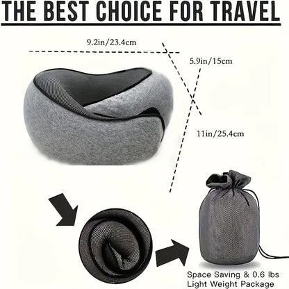 360° Adjustable Travel Neck Pillow - Soft Fabric, Lightweight, Portable Design