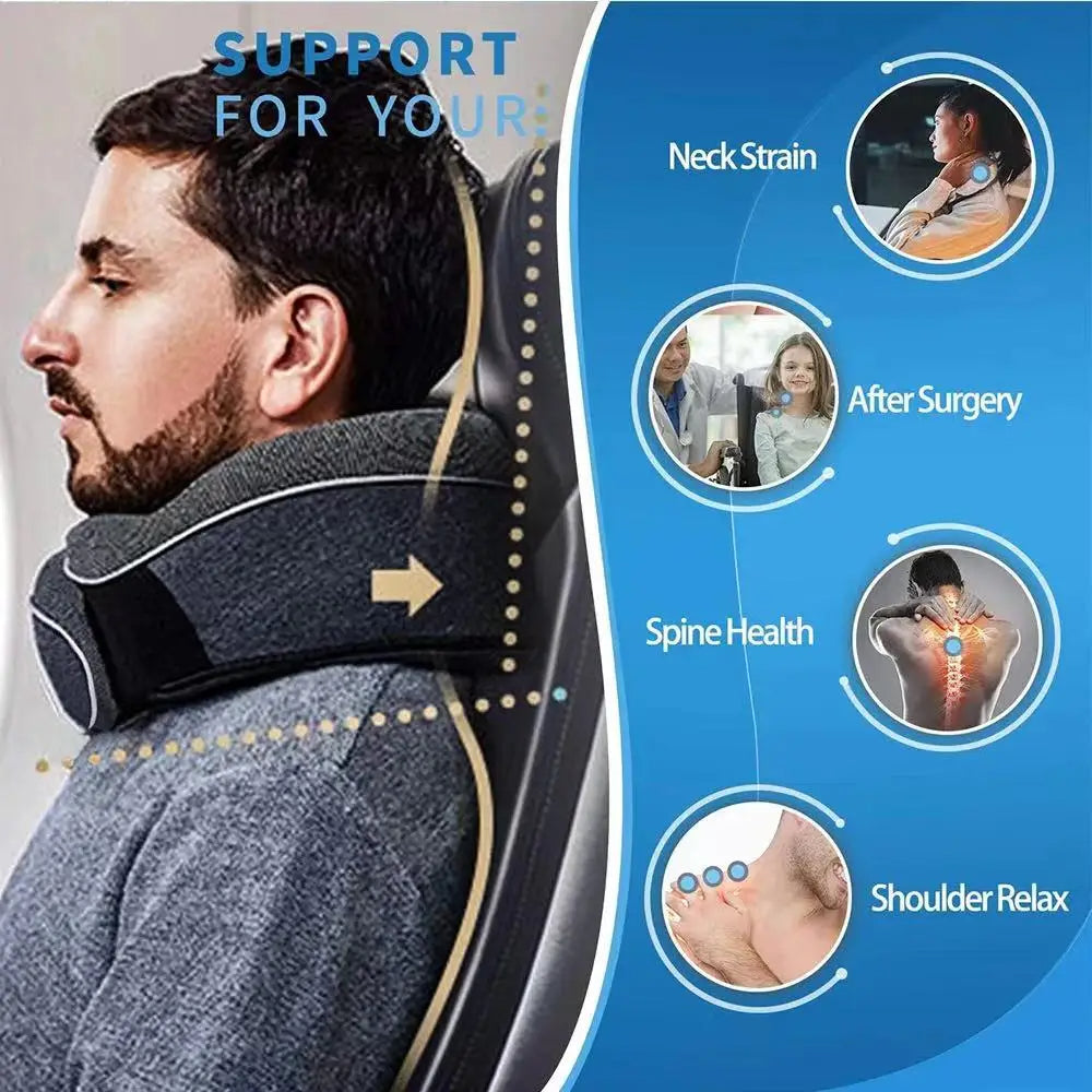 360° Adjustable Travel Neck Pillow - Soft Fabric, Lightweight, Portable Design