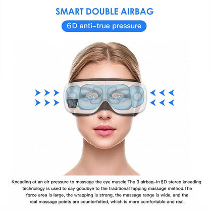 Eye Care Massager 6D Smart - Heat, Vibration, Long Battery, Eye Relief