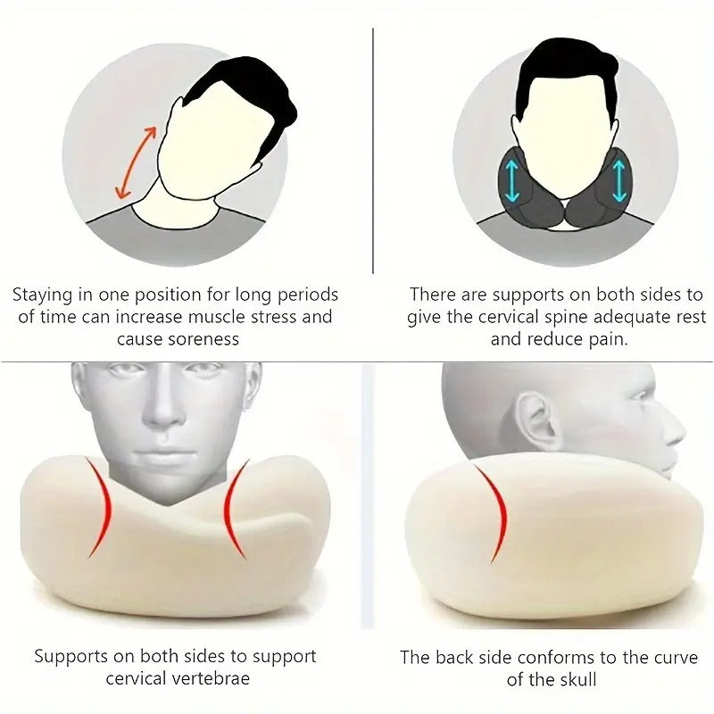 360° Adjustable Travel Neck Pillow - Soft Fabric, Lightweight, Portable Design