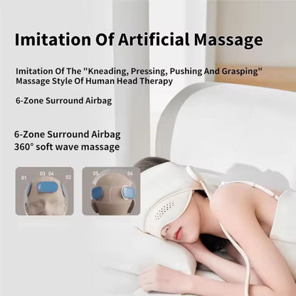 6 Zones Electric Head Massager – 3 Heat Levels, Hot Compress, Eye & Migraine Relief