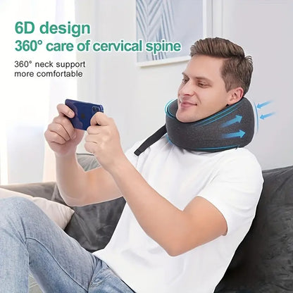 360° Adjustable Travel Neck Pillow - Soft Fabric, Lightweight, Portable Design