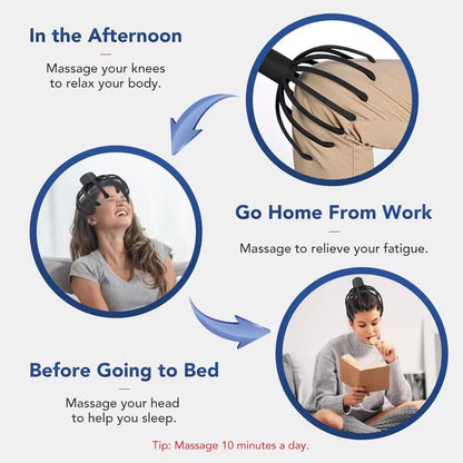 3-Level Electric Head Massager - 12-Point Scalp Stimulation, Hands-Free Stress Relief