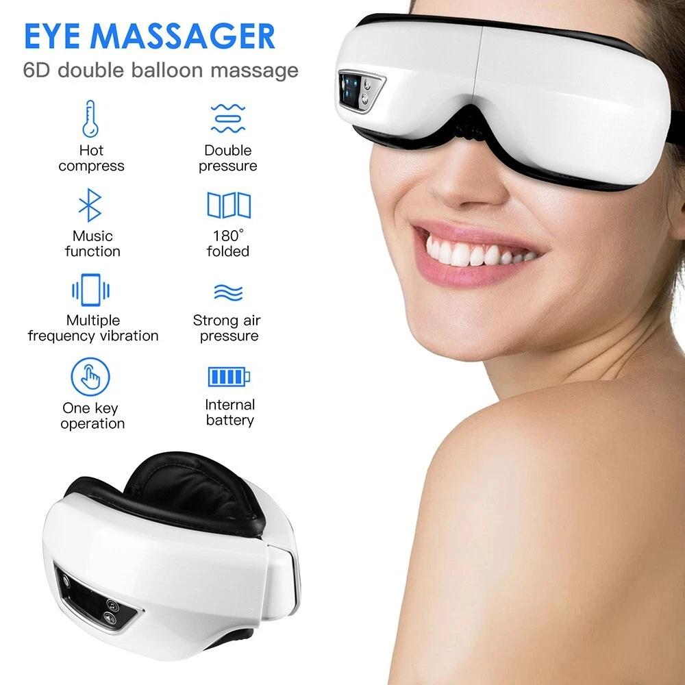 Eye Care Massager 6D Smart - Heat, Vibration, Long Battery, Eye Relief