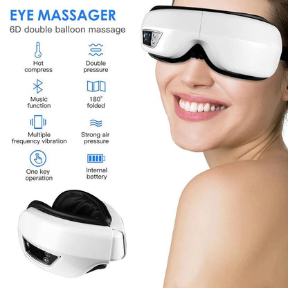 Eye Care Massager 6D Smart - Heat, Vibration, Long Battery, Eye Relief