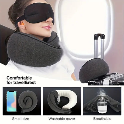360° Adjustable Travel Neck Pillow - Soft Fabric, Lightweight, Portable Design
