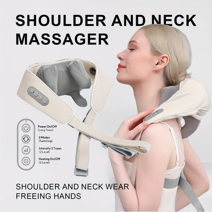 Heated Neck and Shoulder Massager – 6D Kneading Massage Heads