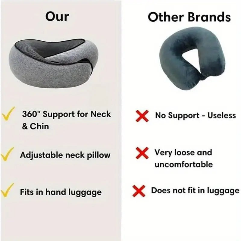 360° Adjustable Travel Neck Pillow - Soft Fabric, Lightweight, Portable Design