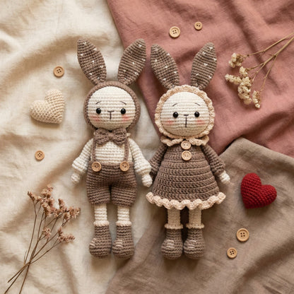 Personalized Valentine Gift for Her - Unique Cute Valentines Gift Ideas For Wife - Handmade Bunny Couple - sp90731187-1