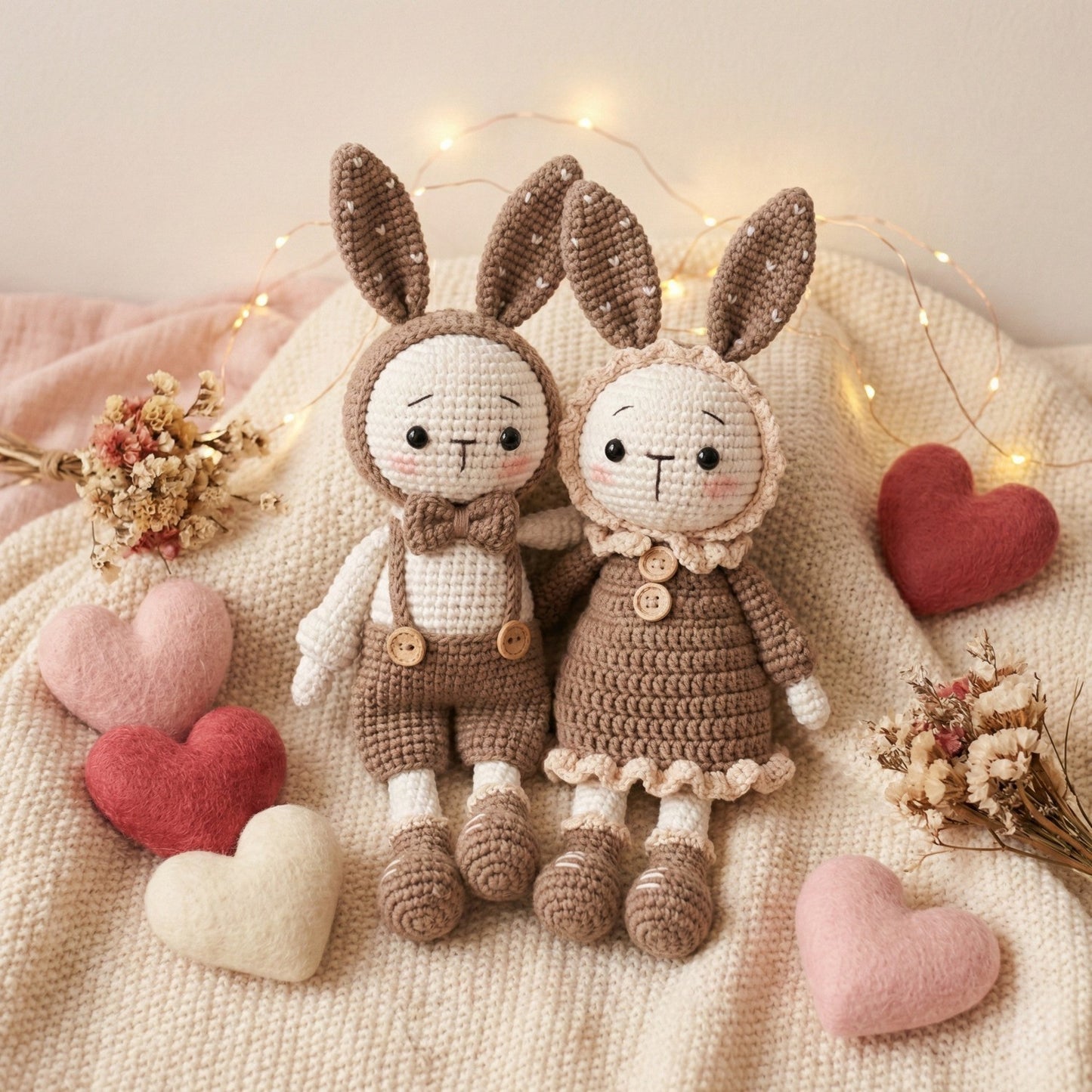 Personalized Valentine Gift for Her - Unique Cute Valentines Gift Ideas For Wife - Handmade Bunny Couple - sp90731187-1