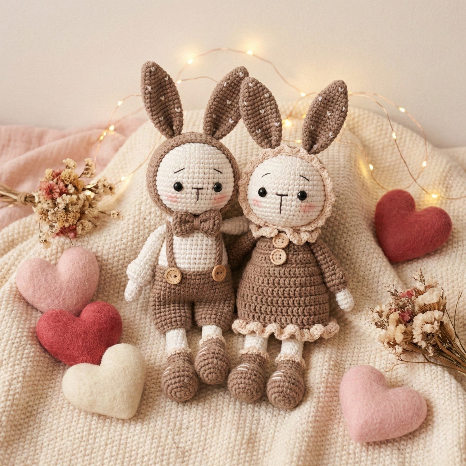 Personalized Valentine Gift for Her - Unique Cute Valentines Gift Ideas For Wife - Handmade Bunny Couple - sp90731187-1