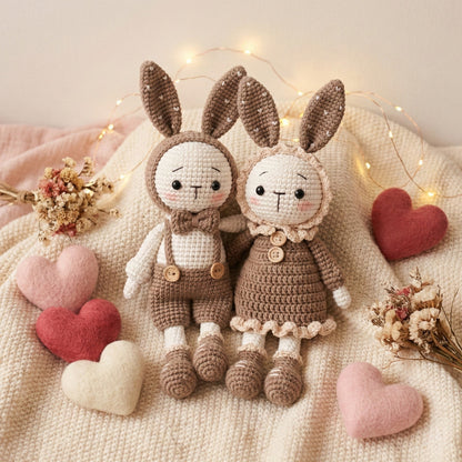 Personalized Valentine Gift for Her - Unique Cute Valentines Gift Ideas For Wife - Handmade Bunny Couple - sp90731187-1