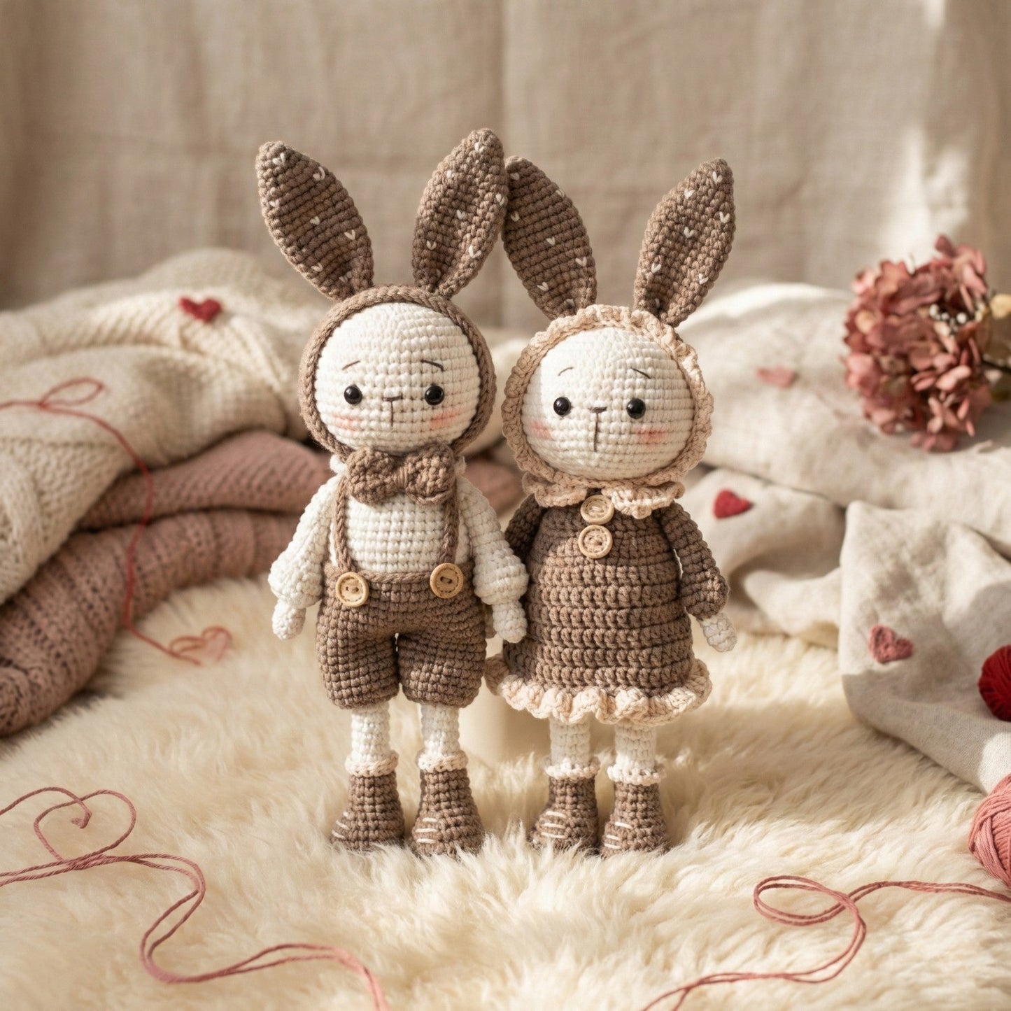 Personalized Valentine Gift for Her - Unique Cute Valentines Gift Ideas For Wife - Handmade Bunny Couple - sp90731187-1