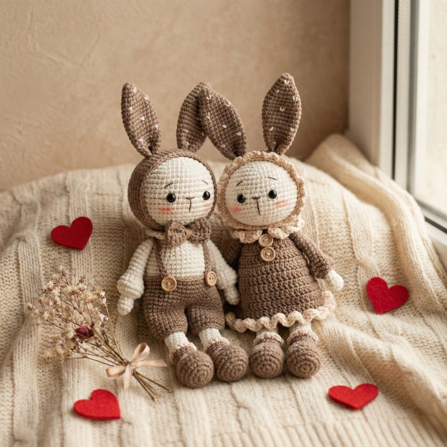 Personalized Valentine Gift for Her - Unique Cute Valentines Gift Ideas For Wife - Handmade Bunny Couple - sp90731187-1