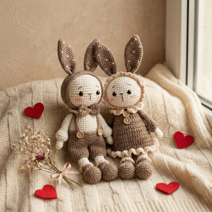 Personalized Valentine Gift for Her - Unique Cute Valentines Gift Ideas For Wife - Handmade Bunny Couple - sp90731187-1