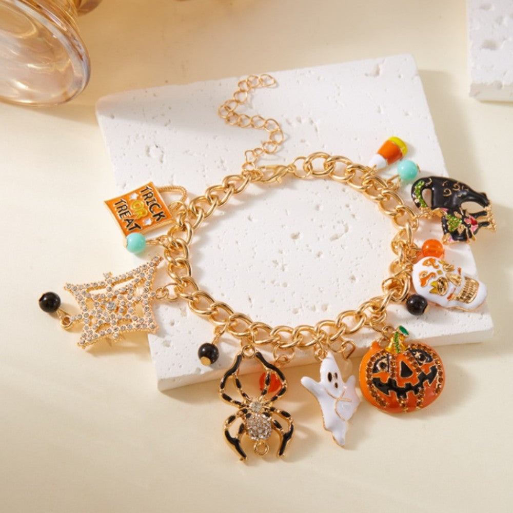 Halloween Charm Bracelet with Festive Spooky Charms