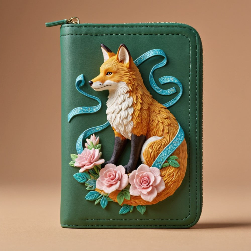 Handcrafted Fox-Themed Leather Wallet