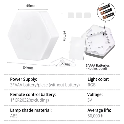 Hexagon Shaped Rgb Tap Touch Led Lights (Pack 3)