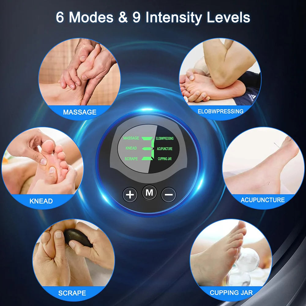 6 Modes EMS Foot Massager - Pain Relief, Blood Circulation, 9 Intensity Levels