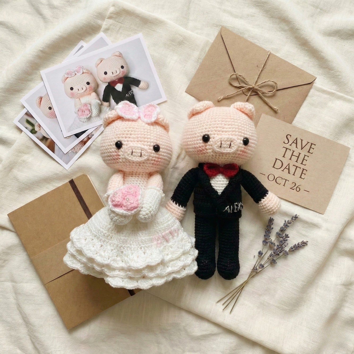 Personalized Valentine Gift for Her - Unique Cotton Wedding Anniversary Gifts For Wife - Handmade Bride & Groom Dolls sp70272796-1