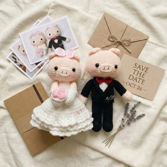 Personalized Valentine Gift for Her - Unique Cotton Wedding Anniversary Gifts For Wife - Handmade Bride & Groom Dolls sp70272796-1