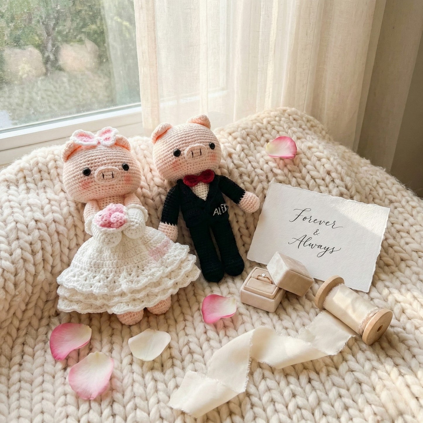 Personalized Valentine Gift for Her - Unique Cotton Wedding Anniversary Gifts For Wife - Handmade Bride & Groom Dolls sp70272796-1