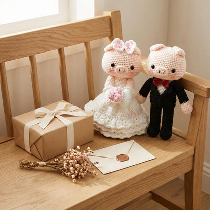Personalized Valentine Gift for Her - Unique Cotton Wedding Anniversary Gifts For Wife - Handmade Bride & Groom Dolls sp70272796-1