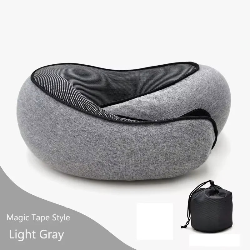 360° Adjustable Travel Neck Pillow - Soft Fabric, Lightweight, Portable Design