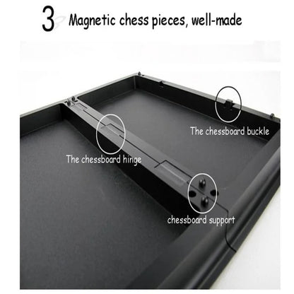 Portable Folding Magnetic Chess Set for Travel & Beginners - Metallic, Waterproof, Gold and Silver