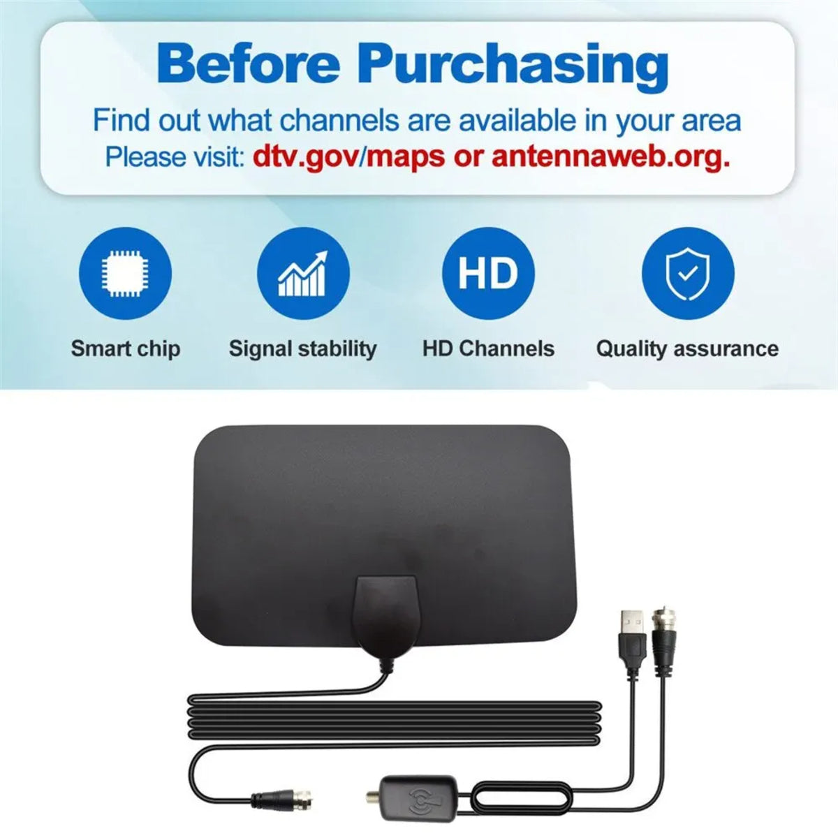 HD indoor digital antenna – Long Range, Compact Design