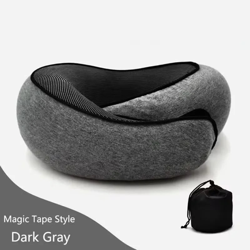 360° Adjustable Travel Neck Pillow - Soft Fabric, Lightweight, Portable Design
