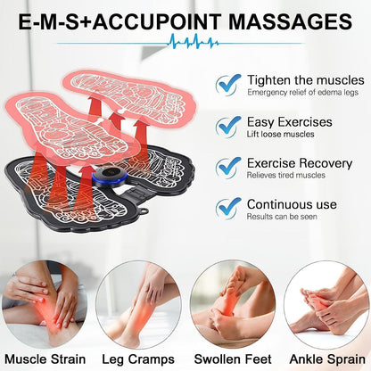 6 Modes EMS Foot Massager - Pain Relief, Blood Circulation, 9 Intensity Levels